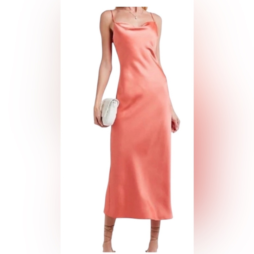 Express Coral Midi Slip Dress